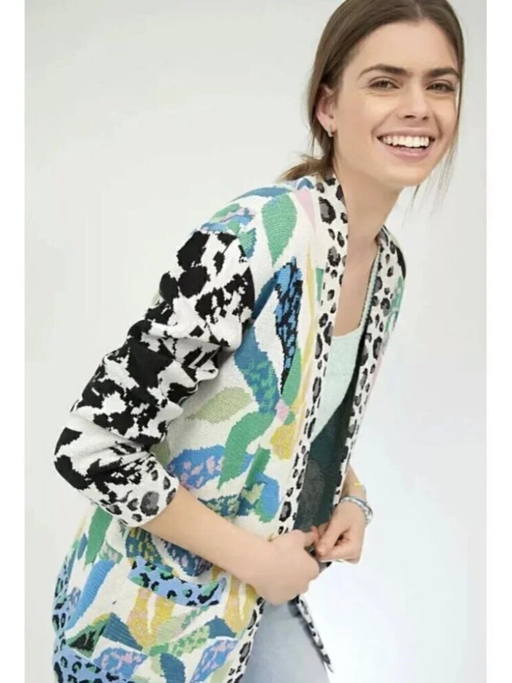 ANTHROPOLOGIE MAEVE Savannah Contrast Open Cardigan